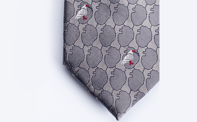 石川の朱鷺ネクタイ 【グレー】
