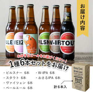 箕面ビールのピルスナーセット(1種6本・各330ml) ふるさと納税 箕面市 特産品 クラフトビール 地ビール ご当地ビール 家飲み おうち飲み お試し プレゼント 金賞 銘柄 ピルスナー 【m01-