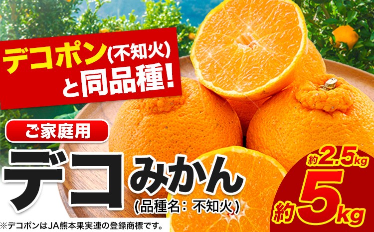 
                  不知火 デコみかん ( デコポン と同品種 ) ご家庭用 訳あり 熊本県産 ( 荒尾市産含む ) 約2kg(約4～10玉) or 約5kg (12-24玉前後) 柑橘 《2月上旬-4月上旬頃出荷》 みかん フルーツ 不知火 訳アリ でこみかん 果物 
                