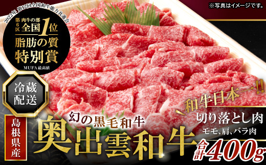 全国大会W受賞！奥出雲和牛切り落し400g（みんなで美味しいを楽しむ！奥出雲和牛） 【 切り落とし 牛肉 黒毛和牛 奥出雲和牛 切り落し 切落し きりおとし 冷蔵 400g 】
