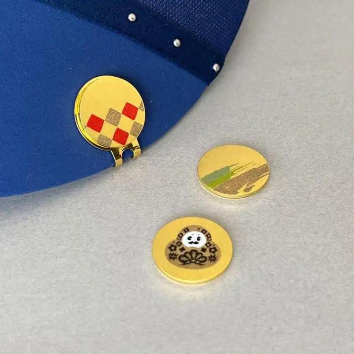 金箔 ゴルフボール マーカーセット(市松) 金沢箔 金箔使用 ゴルフグッズ 記念品 お土産
