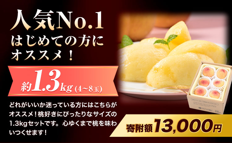 【先行予約】岡山の桃 約1.3kg 4～8玉前後 《2025年6月下旬-9月上旬頃出荷》 フルーツ 果物 岡山 矢掛町 ---ofn_cwom_l69_23_12500_1300--- 桃 桃 桃 桃