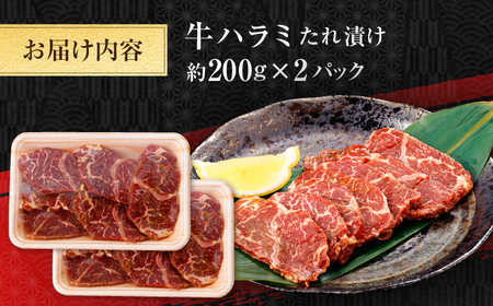 牛ハラミ　たれ漬け 約200g×2 総計約400g / 訳あり 数量限定 小分け 柔らかい！！ 【(有)山重食肉】[ATAP142]