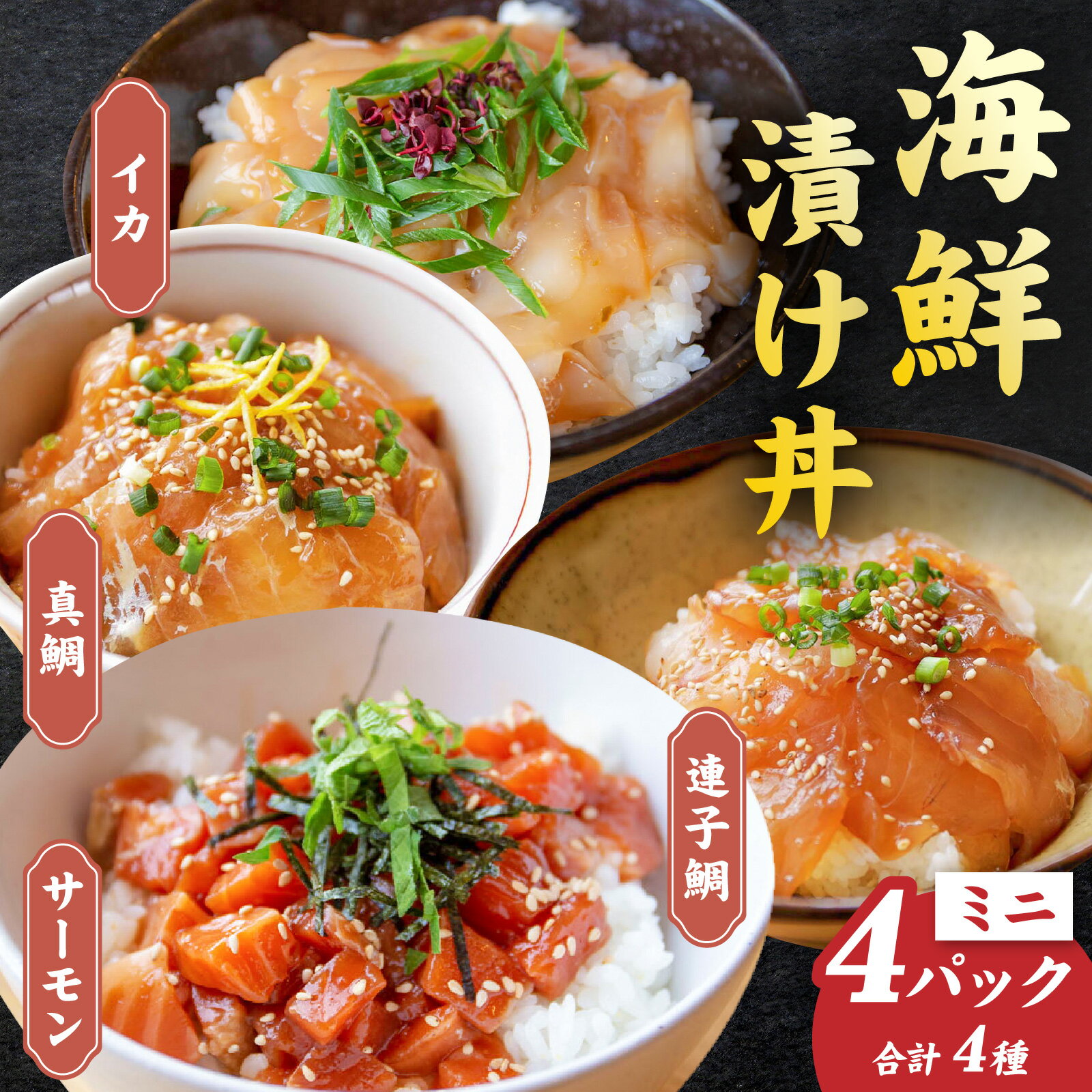 【ふるさと納税】干物屋さんの漬け丼 全種類セットミニ【急速冷凍】（プロトン凍結） [A-022019]|詰め合わせ ギフト お中元 海 父の日 セット 魚 冷凍 プロトン冷凍 凍結 小分け ご飯のお供 おつまみ お歳暮 お弁当 酒の肴 保存食 おかず 魚介類 送料無料