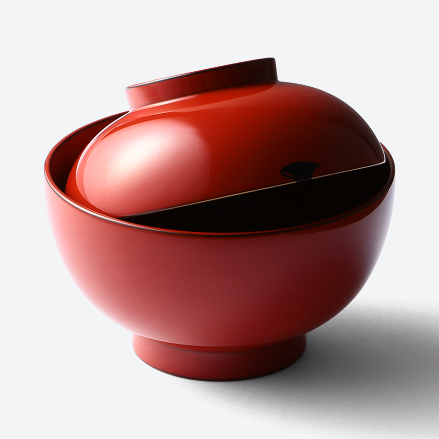 ＜中島忠平漆器店＞福助吸物椀　朱