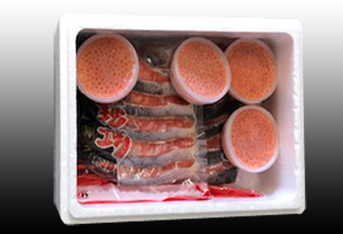 甘塩紅鮭5切×5P、いくら醤油漬け100g×4P F-30003