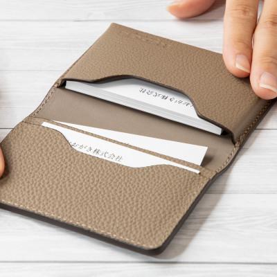 ふるさと納税 尼崎市 ペリンガー社製クロムレザー”シュランケンカーフ” 名刺入れ(トープ)　革製品のHEDGE |  | 02