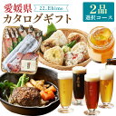 【ふるさと納税】22_Ehime カタログギフト （2品選択コース） 肉 魚介 米 飲料 惣菜 加工品 スイーツ デザート 日用品 鯛 ハンバーグ ベーコン ウインナー 地鶏 海苔 干物 練り物 餃子 酒 ハーブティー 珈琲 ジュース ケーキ 大福 菓子 タオル 後日交換 （540） 送料無料