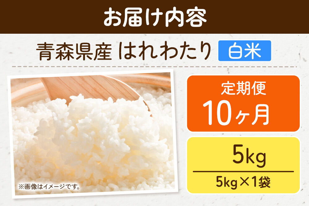 《定期便10ヶ月》米 はれわたり【白米】5kg（5kg×1袋）令和7年産 特A 青森県弘前市産 [米 定期便 はれわたり 白米 精米 ブランド米 青森県 弘前市産]