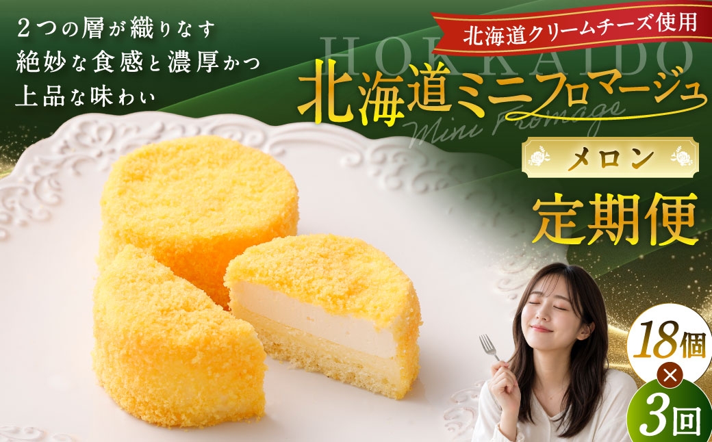 
            【3回定期便】 北海道ミニフロマージュ （メロン） 約900g×3回 合計約2.7kg ミニフロマージュ フロマージュ チーズケーキ ケーキ スイーツ 洋菓子 冷凍 北海道 小樽市
          