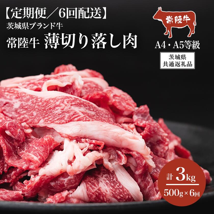 【ふるさと納税】【6ヶ月定期便】常陸牛A4・A5規格 薄切り落し肉 500g 【茨城県共通返礼品】| 茨城県 つくば市 牛肉 常陸牛 肉 ブランド肉 和牛 切り落とし 薄切り すきしゃぶ しゃぶしゃぶ 牛丼 煮物 茨城県産 国産 地産地消 料理 冷凍 人気 おすすめ