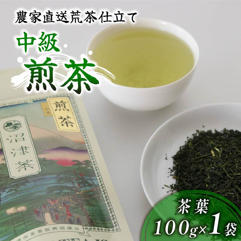 【ふるさと納税】 沼津産 中級煎茶 茶葉 100g 1袋 農家直送 産地直送 お茶 茶 緑茶 煎茶 日本茶 飲料 家庭用 ご自宅用 おためし 静岡 沼津