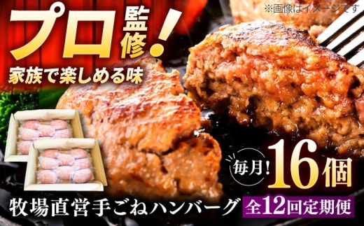 【12回定期便】牧場直営店の手作りハンバーグ（140g×16個）【川﨑畜産】佐賀県産 ハンバーグ 牛肉 冷凍 はんばーぐ 牛肉 お惣菜 おかず 和牛 国産 ハンバーグ 九州 佐賀県 白石町  白石 [IAX062]