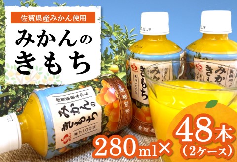 みかんのきもち 280ml×48本(計2ケース)【JA みかんジュース さがみかん 果汁100％ 美味しい コク 飲みきり 280ml】 B4-A012020