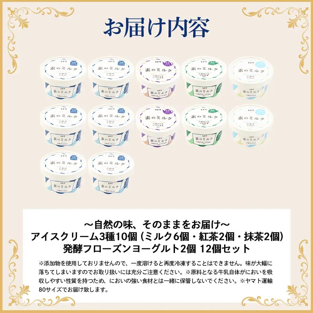 アイスクリーム10個(ミルク・紅茶・抹茶の3種)とフローズンヨーグルト×2個セット【1103903】