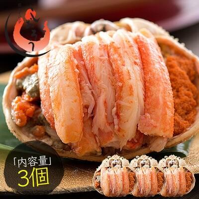 ふるさと納税 敦賀市 1度で4度楽しめる セイコ蟹 甲羅盛り 約70g × 3個セット【しおそう かに 蟹】
