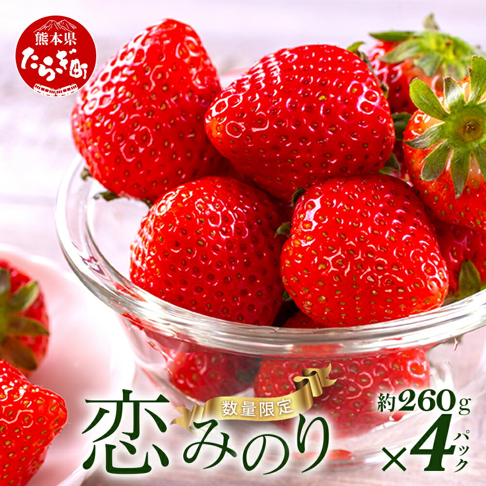 【ふるさと納税】熊本県産 いちご【恋みのり】約260g×4パック 2026年1月～発送 坂下農園 産地直送 国産 新鮮 フレッシュ イチゴ 4パック 苺 フルーツ 果物 春 名産 熊本 多良木町 ビタミン 旬 いちご フルーツ 果物 くだもの 果実 熊本県 多良木町 送料無料