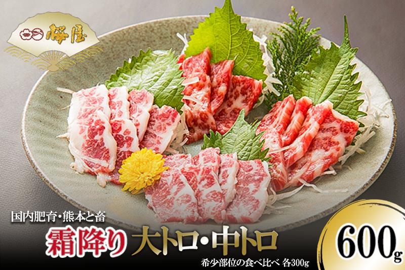 
            【桜屋】熊本と畜 霜降り馬刺し食べ比べ（大トロ・中トロ各300g）600g
          