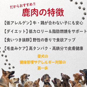 ペットフード 鹿肉 小間切れ 3キロ (250g×12パック) ドリームチーム