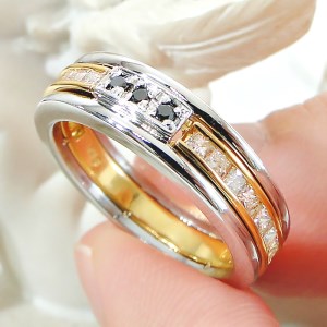 110-9-3 指輪 Pt900 K18YG ダイヤ ブラックダイヤ 0.48ct コンビ リング プラチナ イエローゴールド エタニティ 組み込み 【 f192-ptyg-bd 】
