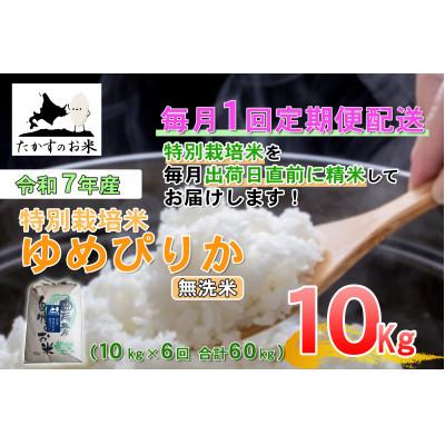 ふるさと納税 鷹栖町 【毎月定期便】【令和7年産】特別栽培米「ゆめぴりか」定期便(無洗米・紙袋)10kg全6回