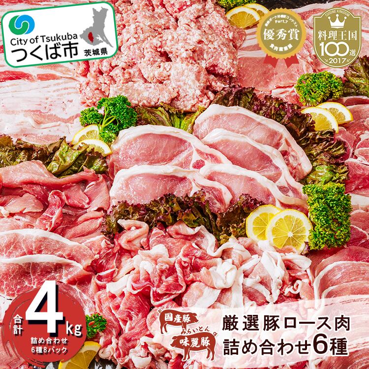 【ふるさと納税】豚肉 小分け 4kg 詰め合わせ [村下商事シリーズ] ブランド豚 コンテスト優秀賞受賞 みらい豚 厳選 豚ロース肉 | 切り落とし しゃぶしゃぶ 豚しゃぶ 焼肉 冷凍 ぶた肉 豚 ポーク ロース モモ ひき肉 高品質 茨城県 つくば市 1294996