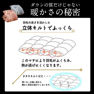 ＜京都金桝＞軽くて暖か 羽毛布団 本掛け ハンガリーホワイトダウン90％ クイーン 1.9kg DP360 立体キルト≪人気 日本製 京都亀岡産 掛け布団 ≫アクア