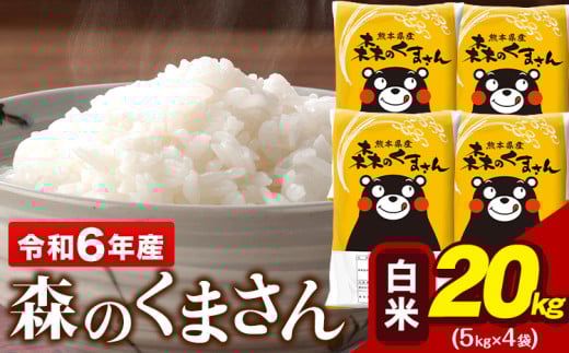 令和6年産  森のくまさん 20kg 5kg × 4袋  白米 熊本県産 単一原料米 森くま《7-14営業日以内に出荷予定(土日祝除く)》送料無料