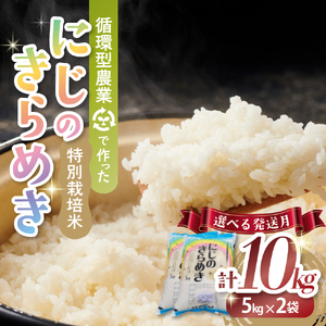 【選べる発送月】【9月中旬発送】令和7年産新米 特別栽培米 循環型農業で作った「にじのきらめき」10kg (5kg×2) 米 コメ こめ 特別栽培 先行 先行予約 精米 白米 人気 おすすめ 5kg 三重県 多気町 TC-0609