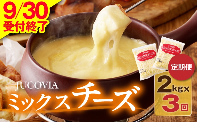 099Z182 【9/30受付終了】JUCOVIA ミックスチーズ 定期便 2kg×全3回【小分け 普段使い 高評価 ちーず 乳製品 ムラカワチーズ 一人暮らし ファミリー ピザ トースト】