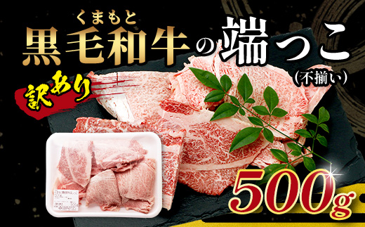 【訳あり】くまもと黒毛和牛 の 端っこ (不揃い) 切り落とし 切れ端 500g 本場 熊本県 ブランド 牛 黒毛 和牛 上質 国産 牛肉 熊本県 113-0528