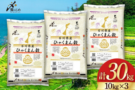 【期間限定発送】 米 令和7年 ひゃくまん穀 精米 10kg ×3袋 計 30kg [中橋商事 石川県 宝達志水町 38601203]