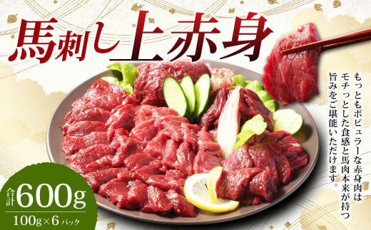 【フジチク ふじ馬刺し】馬刺し 上赤身 600g 約100g×6個 / タレ付き 馬刺 馬肉 赤身 お取り寄せ 熊本県