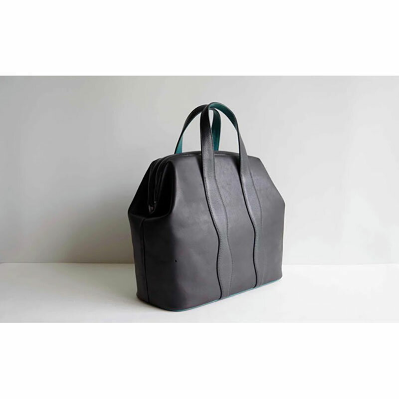 【ふるさと納税】バッグ NANAKO300 ブラック×ブルー 牛革 ハンドバッグ トートバッグ VALLEYSHELL 青梅市