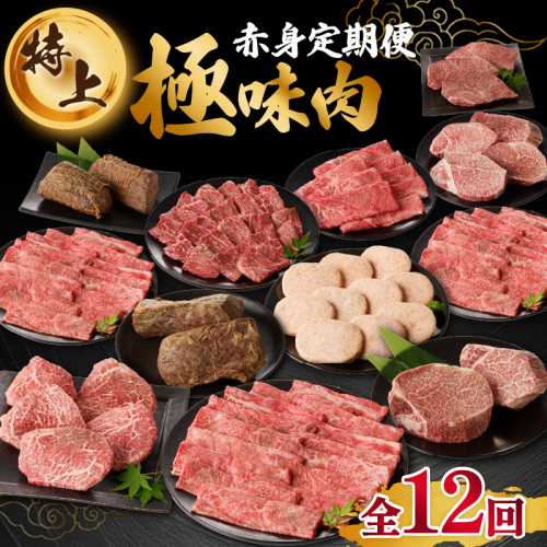 【特上】佐賀牛-赤身-極味肉定期便（毎月1回　計12回お届け）／ 定期便 12回 高級 赤身 肉 牛肉 佐賀牛 黒毛和牛 ステーキ ヒレ モモ すき焼き しゃぶしゃぶ 薄切り スライス 焼肉 A4 A5 ハンバーグ ローストビーフ 国産 佐賀県 玄海町 冷凍 人気 おすすめ 送料無料