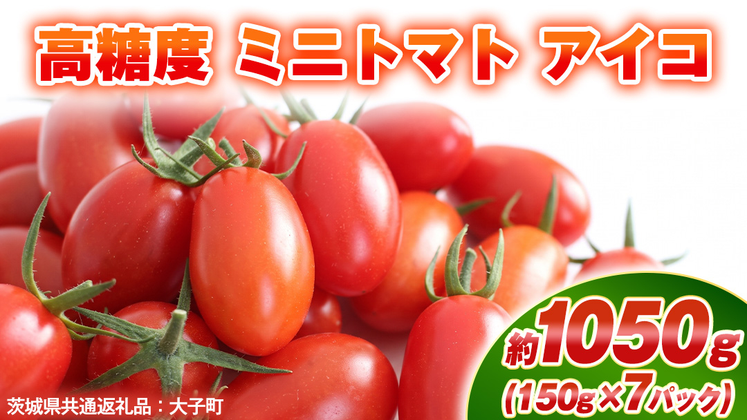 高糖度 ミニトマト アイコ 約1050g (150g×7パック)  ( 茨城県共通返礼品：大子町 )ミニトマト ぷちトマト 高糖度 甘い 新鮮 野菜 サラダ 弁当 リコピン 農家直送 産地直送 [FC208us]