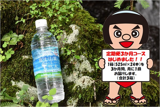 
T2G1【定期便３か月コース】富士山麓のおいしい天然水525ml×24本入【北海道・沖縄・離島　配送不可】×３回
