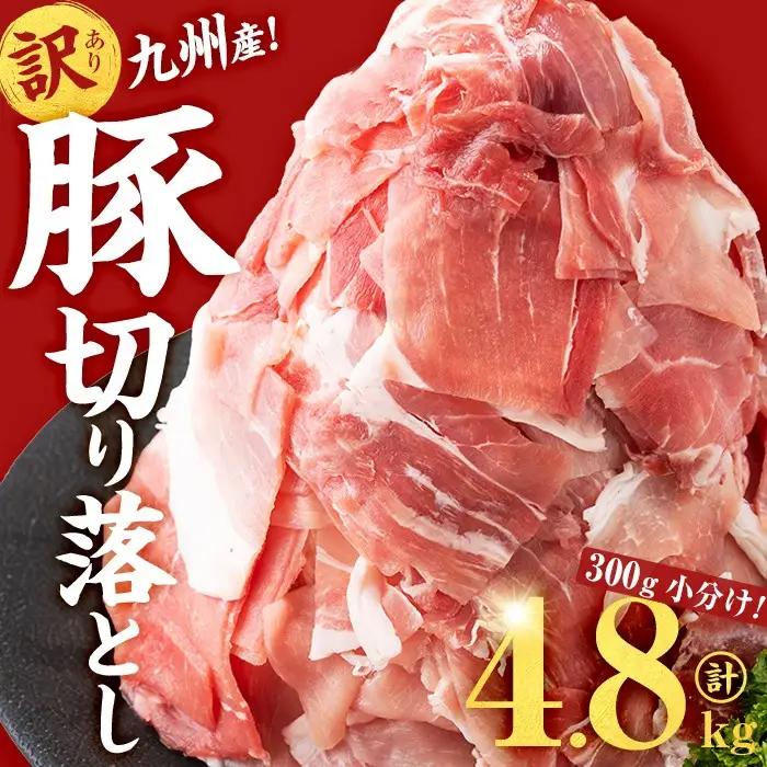 【訳あり・生産者応援企画】九州産 豚切り落とし肉＜計4.8kg(300g×16P)＞ 豚肉 ぶた肉 肉 国産 九州産 切り落とし 切落し 小分け 真空パック チャック付き 野菜炒め 豚丼 カレー b3