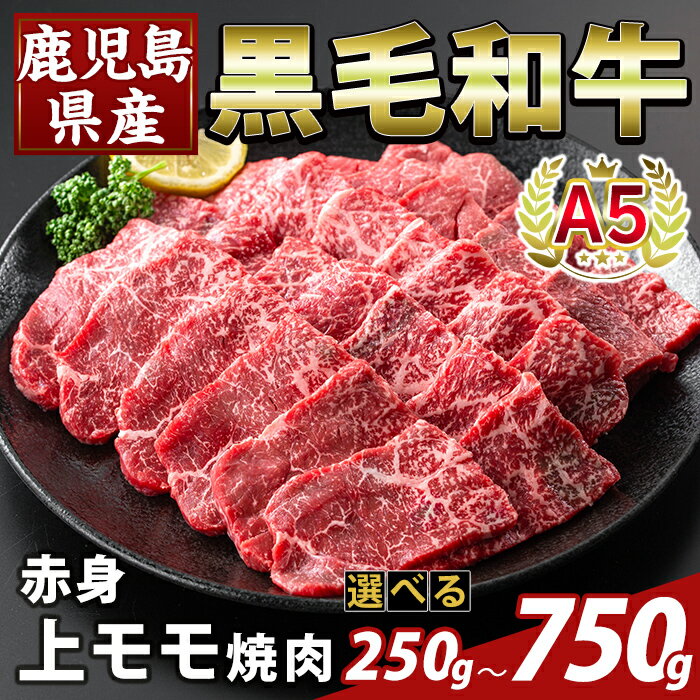 【ふるさと納税】＜選べる容量＞鹿児島県産A5等級黒毛和牛赤身上モモ焼肉(計250g〜750g) 牛肉 国産 鹿児島県産 モモ 焼肉 肉 精肉 小分け 【ふるさと産直バザール】