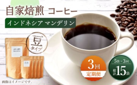 【豆タイプ】 【3回定期便】【一番人気♪】中煎り インドネシア マンデリン 自家焙煎コーヒー 5袋 ＜giko coffee＞ [CFK017]