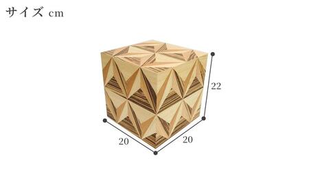 和風照明　アクリキューブ行灯　銘木ツキ板　寄木模様A 　LED電球