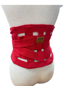プレゼントサポーター（赤）Lサイズ（85～90cm）職人の手作り 簡単 装着 ウエストサポーター サポート シェイプベルト デニム マジックテープ 高品質 安心 ウォーキング スポーツ 国産 日本製 