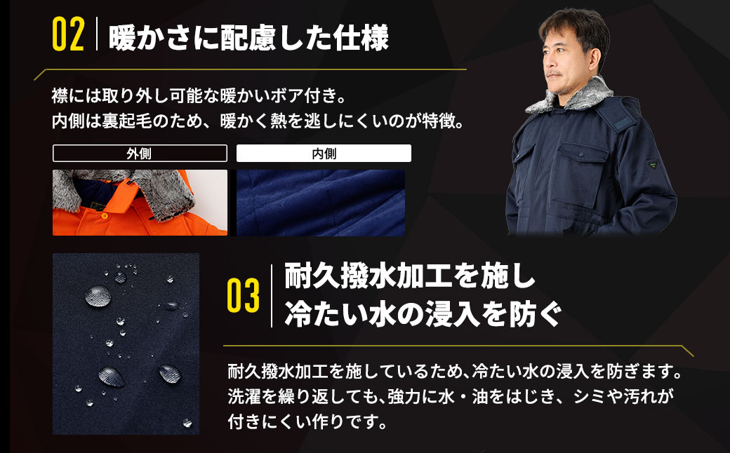 No.1034-05 【-30℃に耐える】冷凍倉庫用防寒コート7300（ネイビー/4L）