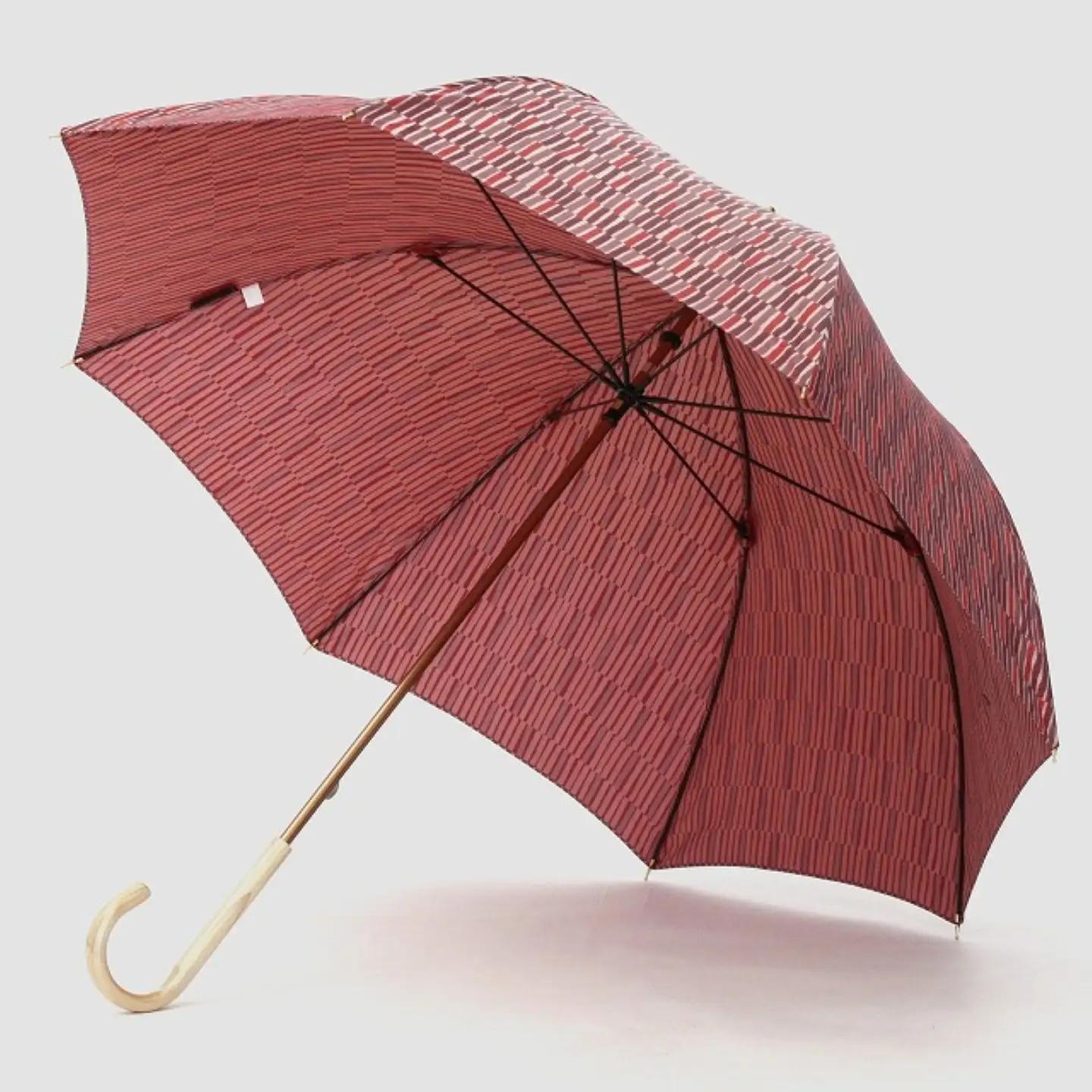 【槙田商店】晴雨兼用長傘　ノルディック　小枝　レッド 高級傘