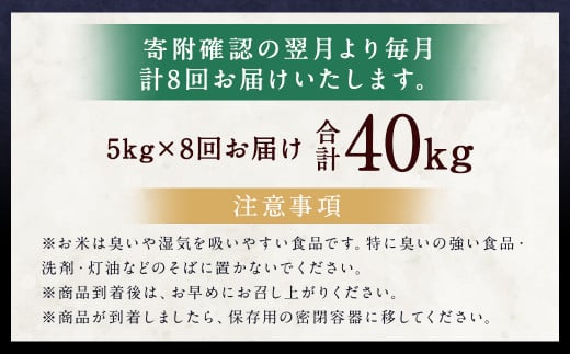 【8ヶ月定期便】らんこし米(ゆめぴりか)5kg×8回