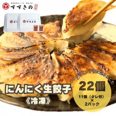 【ふるさと納税】【毎月定期便】すすきの　冷凍にんにく生餃子　25g×11個　2パック計22個【餃子のタレ付き】全3回【配送不可地域：離島・北海道・沖縄県・四国・九州】【4073002】