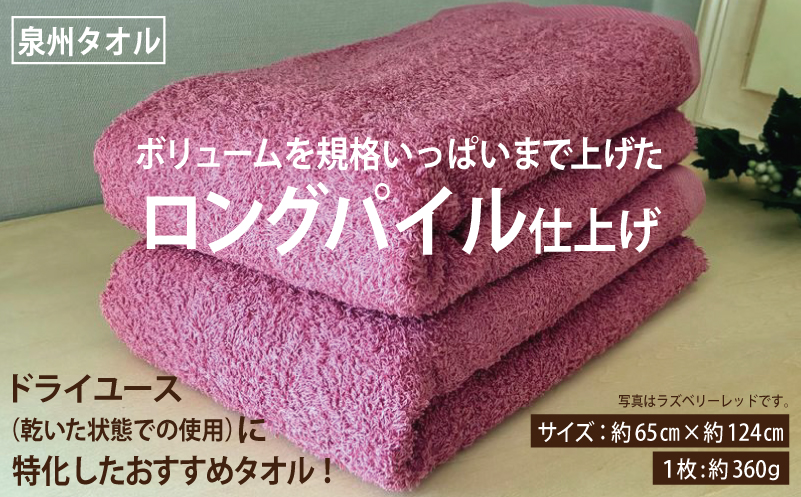 【スピード発送】ロングパイルバスタオル2枚セット(マリンブルー) 泉州タオル 015B529