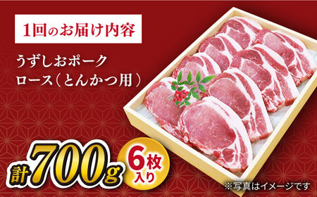 【訳あり】【月1回700g×6回定期便】長崎うずしおポーク ロース（とんかつ用）計4.2kg＜スーパーウエスト＞ [CAG103]