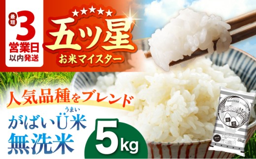 【最短3営業日以内発送】がばいU米（うまい）【無洗米】 5kg 【大塚米穀店】 [HBL118] お米 人気 無洗米 おこめ ごはん 米 お米 白米 精米 こめ コメ お米 むせんまい 5キロ さがびより 夢しずく ヒノヒカリ 国産 佐賀県 江北町