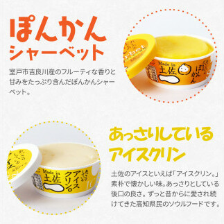 TKA014　Made in 土佐のアイスクリンと柑橘シャーベットセット／高知を代表する素朴で懐かしい味のアイス「アイスクリン。」と土佐文旦・ゆずなどの柑橘類のジューシーな味わいの3種を組み合わせたギ